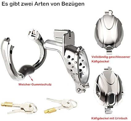 Cinturón de castidad de acero inoxidable Jaula de pene de metal Anillo de pene que se puede abrir con dos tapas de jaula extraíbles Anillo de testículo de castidad Jaula de castidad(Durchmesser: 38 mm