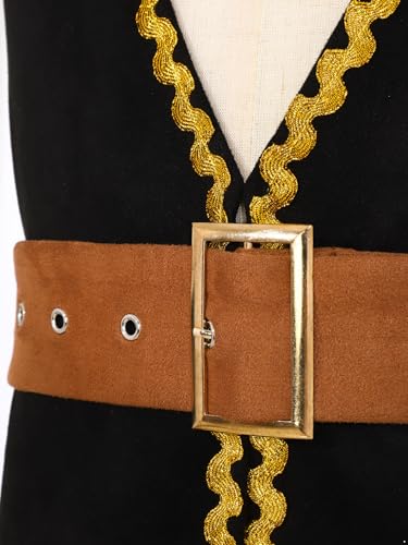 Choomomo Kids Medieval Renaissance Belted Suit Vest V Neck Sleeveless Golden Trim Dressy Waistcoat4