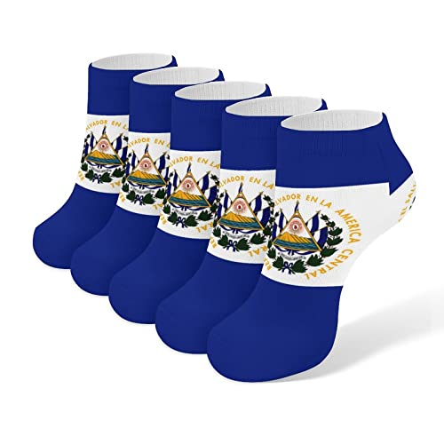El Salvador Flag 5 Pairs Ankle Socks Non Slip Low Cut Sock Casual Athletic Short Socks No Show Socks for Women & Men