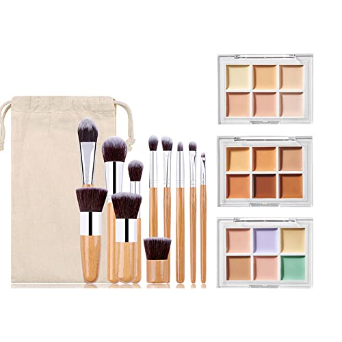 Pure Vie Profesional 18 Colores Kit Paleta Correctores de Maquillaje en Crema, Corrector Marcador, Paleta Correctores Contorneado Perfecto para Uso Profesional Diario + 11 Pinceles de Maquillaje