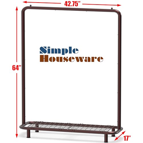 Simple Houseware Clothing Rack with Industrial Pipe and Bottom Shelves, Bronze