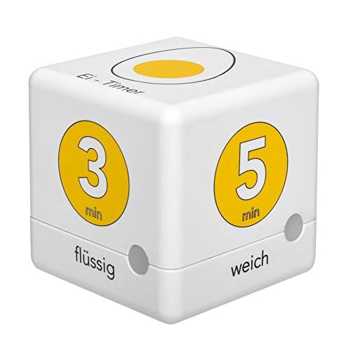 TFA Dostmann Cube Digitaler Eier-Timer, 38.2041.07, Eierwecker, Küchentimer Weiß/Gelb L 60 x B 60 x H 60 mm
