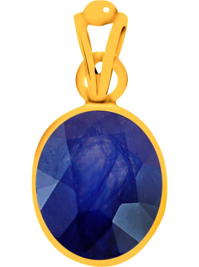 Certified Blue Sapphire Neelam 7.5 Carat or 8.25ratti Panchdhatu Alloy Gold Polish Stone Pendant for Men & Women-image-14