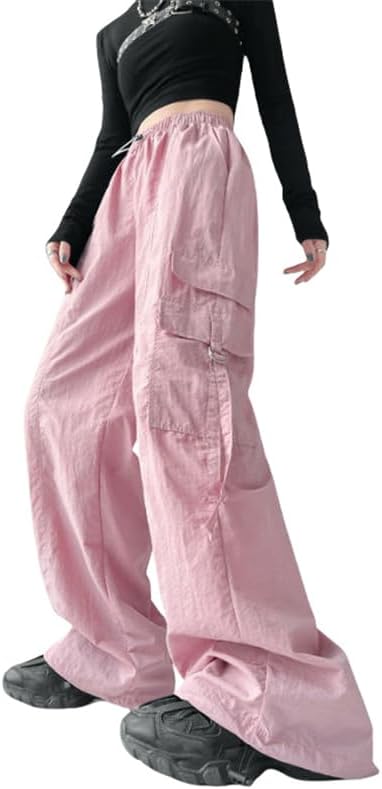 Women's Summer Lightweight Loose Fit High Waist Wide Leg Casual Cargo Joggers