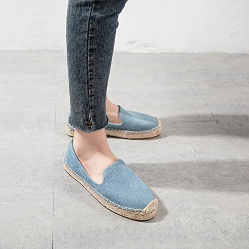 Image of Women's Classic Slip on Flat Shoes Casual Cap-Toe Platform Simple Espadrille Canvas Loafers