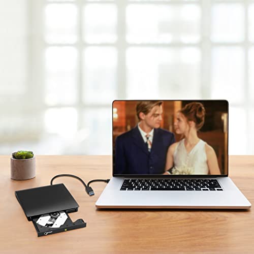 Image of External DVD Drive USB 3.0 TYPE C Portable CD /DVD + /-RW Disk Drive DVD Player for Laptop CD /DVD ROM Burner Reader with Protective Carrying Case & 10 Blank Discs for Laptop Desktop Windows Linux Mac