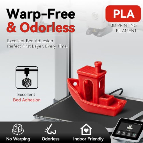 Image of Kingroon PLA 3D Printer Filament, Dimensional Accuracy + /- 0.03 mm, 1 kg Spool(2.2lbs), 1.75 mm,Red