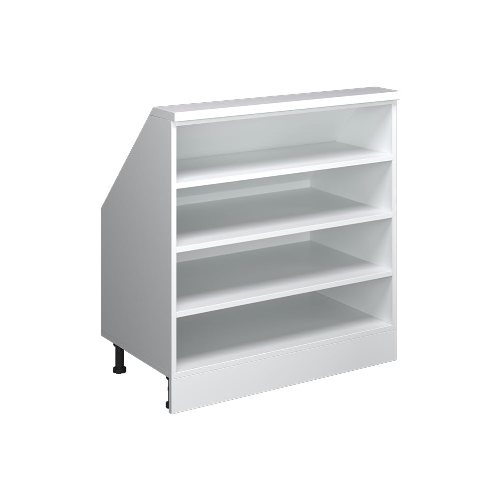 Vicco Dachschrägenschrank Rion, Weiß/Weiß, B80 x T46 cm mit 4 Fächern, platzsparend für Dachschrägen