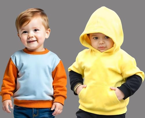 Image of Stylish Kids Sweatshirt Pack of 2 (KL-SW43SKYOR-SW44YLBL)