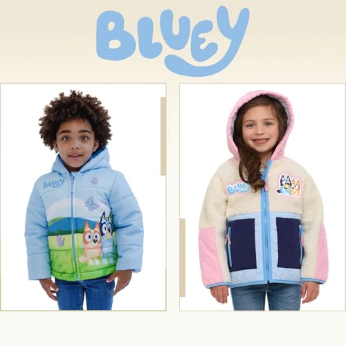 Bluey Girls Zip Up Puffer Jacket Toddler to Little Kid Sizes (2T - 7-8)3