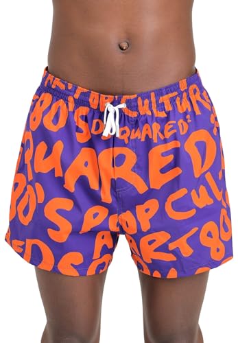 95% poliestere 5% elastan DSQUARED2 Shorts Mare da Uomo Viola Lettering Logo Allover Arancione 52