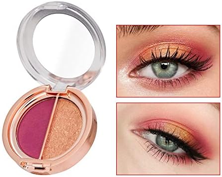 Timipoo Double color eye shadow, high pigment eye makeup palette, matte shimmer metal eye shadow powder, waterproof and durable color eye shadow (02#Plum red)