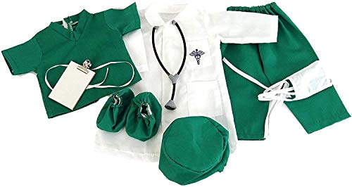 American Fashion World Green Doll Doctor 7 Piece Outfit for 18 inch Dolls Such as American Girl Dolls