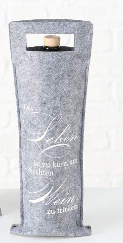 Bloominghome Weintasche zum Verschenken hellgrau (Filz) Das Leben ist zu kurz um schlechten Wein zu Trinken Cover