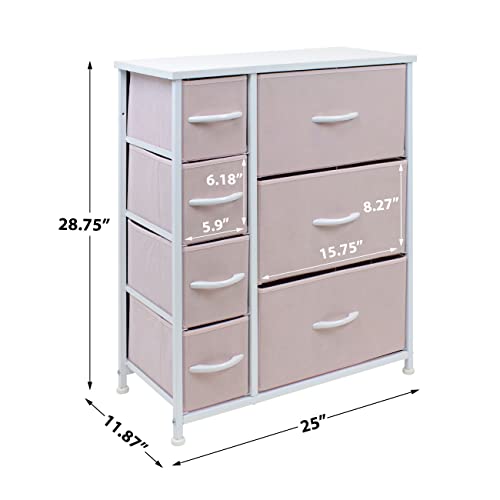 Sorbus Dresser With 7 Drawers - Furniture Storage Chest For Kid’s, Teens, Bedroom, Nursery, Playroom, Clothes, Toys - Steel Frame, Wood Top, Tie-Dye Fabric Bins (7-Drawer, Pastel Pink) #TOP2