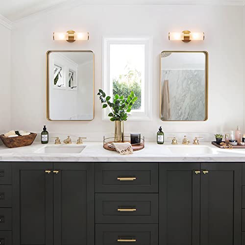 Hahzt Gold Wall Sconce With Frosted Glass Shades Bathroom Sconce Indoor Wall Lighting Over Mirror Vanity Lights Fixtures For Bedroom Kitchen Hallway (Exclude E12 Bulb) #TOP5