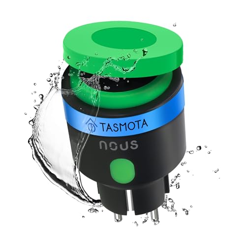 NOUS Tasmota Smart Outdoor Steckdose ESP32 IP44 Wasserdicht 16A Stromzähler Timer Alexa und Google Home Assistant kompatibel MQTT WiFi 2 4GHz