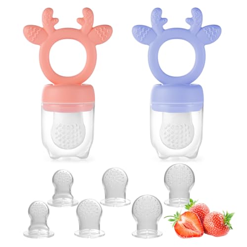 Image of Powerwan Baby Fruit Feeder,Teething Toys,Silicone teethers for Babies 3-12 Months for Baby Feeding