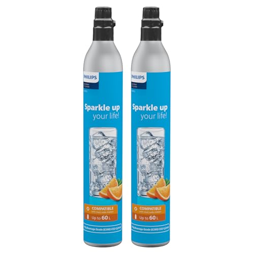 CO2 Canisters for Soda Maker, Philips 60L Threaded Refill Co2 Cylinder for Carbonated Water Machine, Compatible with All Screw-In Sparkling Water Maker, Refillable Co2 Cartridges