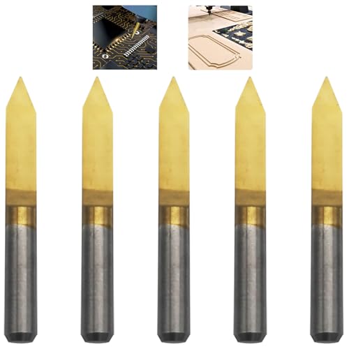 CESFONJER 5 Pcs Utensili per incisione in metallo duro, Punte per incisione del router di CNC, utensile per intagliare il rivestito in titanio, 45 gradi, punta da 0,1 mm