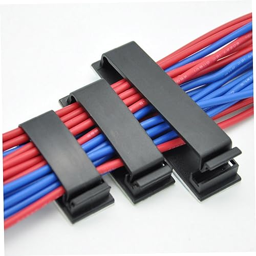 50Pcs Soportes de Bridas de Plástico con Adhesivo para Gestión de Cables | Diseño de Bloqueo Ajustable, Clips Negros para Auriculares y Cables de Computadora, Montaje en Pared o Techo, Fácil Montaje miniatura 3