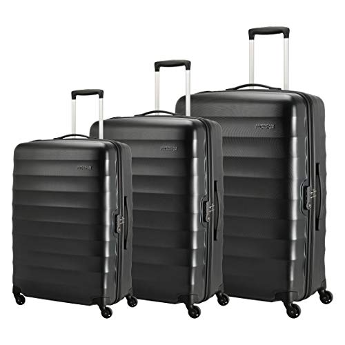 Image of American Tourister Trolley Bags for Travel | Barcelona 55 Cms, 69 Cms, 79 Cms Polycarbonate Hardsided Spinner Set of 3 Luggage Bags | Suitcase for Travel | Trolley Bags for Travelling, Gunmetal