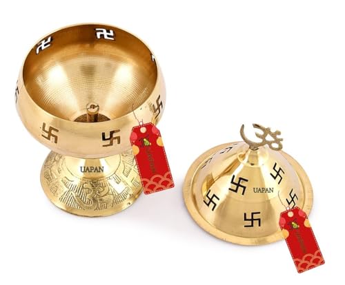 Image of UAPAN akhand Jyoti Akhand Diya Decorative Brass & Latern | Jyoti Diya | Oil Puja Lamp (4 Inch)