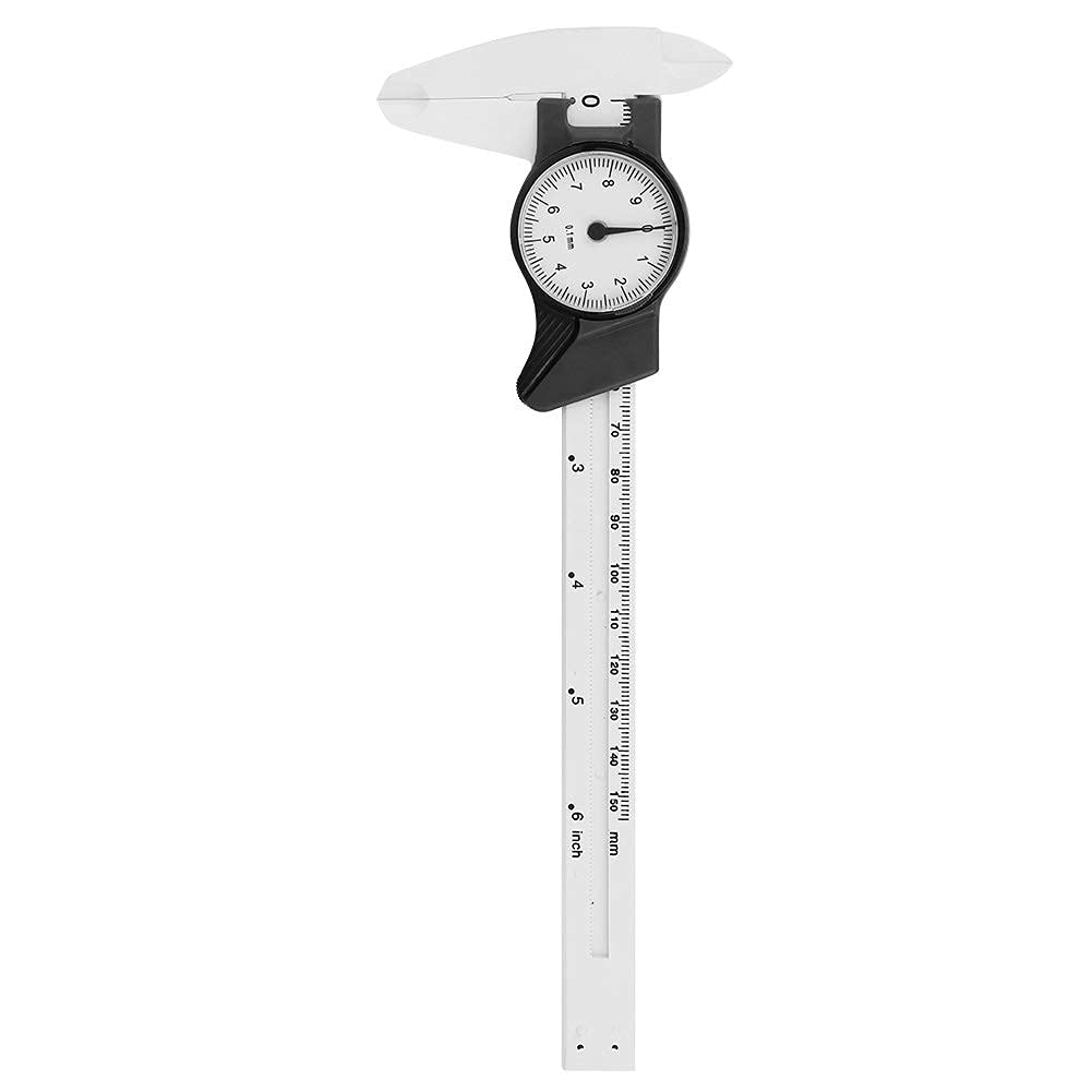 Calibrador Vernier de Esfera de 0-150mm Dial Calipers Regla de Esfera de Plástico Herramienta de Medida de Techo para Medida Dimensional (Blanco)