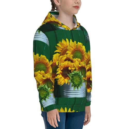 Sunflowers in Bucket Kids Pullover Hoodies Boys Sweatshirts Girls Athletic Clothes with Pocket3
