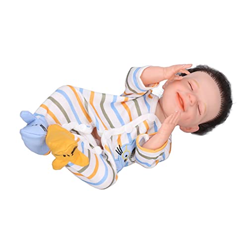 Muñeca Infantil Realista de 12 Pulgadas, Muñeca de Silicona Suave con Ropa y Biberón, Juguete Multiusos para Niños (Abril niña Blanca de 12 Pulgadas con los Ojos)