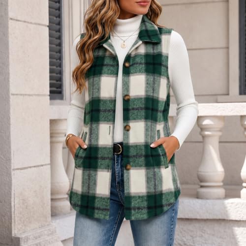 Toumov Plaid Vest for Women Flannel Jackets Sleeveless Shacket Shirt Jacket - image 4