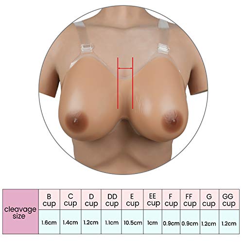 Vollence GG Cup false boobs Silicone Breast Forms with Shoulder Strap for Prosthesis Mastectomy