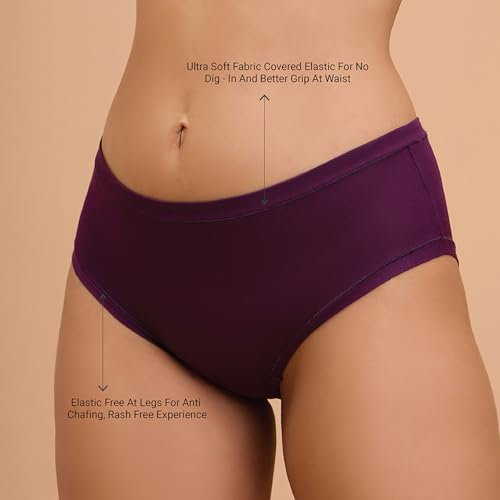 Image of NYKD (NYP383 Super Soft Modal Hipster Panty for Women | Medium Rise & Medium Coverage | Anti-Chafing, Rash-Free Comfort with Super Soft Elastic | All-Day Wear