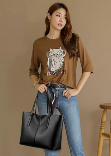 Zipper Tote Bag PU Leather Shoulder Purse for Women Large Casual Handbag Work Dating College3