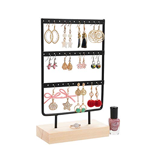 Preisvergleich Produktbild QILICZ Schmuckständer Ohrringhalter ohrring ständer, 36 Löcher ohrring Organizer Schmuckhalter Ohrschmuck-Display Schmuckaufbewahrung - 25 x15cm Ohrstecker Schmuckbaum schwarz