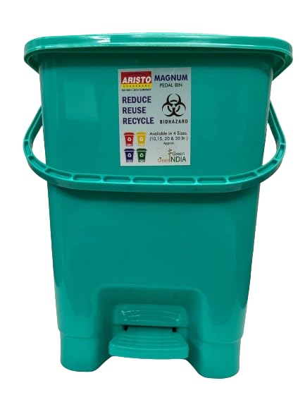 Image of ARISTO Plastic Pedal Dustbin With Handle 20 ltr Green