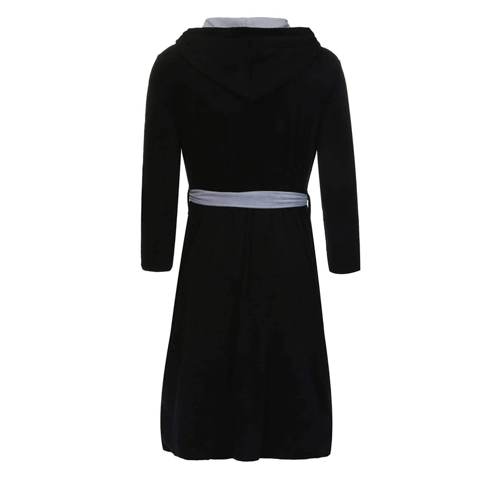 Abiti da Uomo da Uomo, Accappatoio in Pile, Scialle Kimono Bath Robe, for Indossare casa Autunno Inverno (Color : Black, Size : XL)