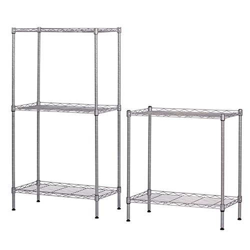 5-Tier Storage Rack Standing Shelf Wire Shelving Metal Storage Shelves Heavy Duty Adjustable Carbon Steel Shelf Standing for Closet Kitchen Laundry Garage Organization 21.25