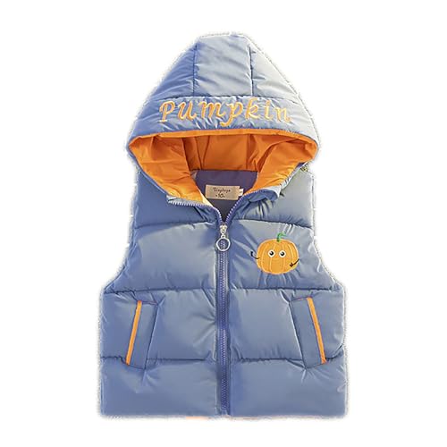 Toddler Boys' Hooded Puffer Vest Winter Lightweight Packable Sleeveless Down Coat Kid Cute Pumpkin Padded Quilted Vest