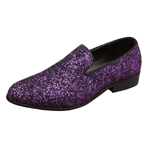 Chaussures de Soiree Homme Paillettes - Mocassins a Enfiler sans Lacets, Style Business Casual et Ceremonie, Elegantes pour Mariages Soirees et Sorties...