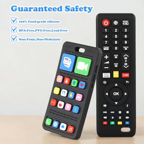 Image of Baby Teether Toy TV Remote Control Shape Teething Toys for Babies 3-24 Months, Chew Toys for Infants Teething Relief, Freezer BPA Free