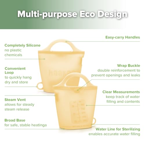 Image of Haakaa Silicone Travel Microwave Steamer & Steriliser Bag, 30oz /900mlReusable Silicone Steaming Bags for Baby Small Items, Pacifiers, Teethers or Baby Cups, Great for Home and On-The-Go,Pineapple /1PC