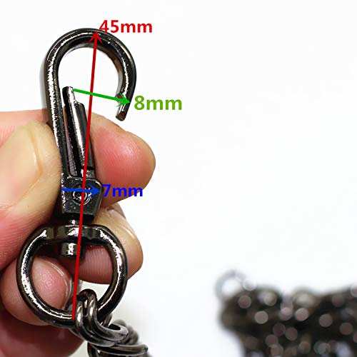 Image of Model Worker DIY Iron Flat Chain Strap Handbag Chains Purse Chain Straps Shoulder Cross Body Replacement Straps with Metal Buckles (55 inch, Gun-Black)