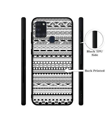 Image of Black & White Patterns Design Premium 2D Printed Metal Back Case Cover for Samsung Galaxy A21S 4G