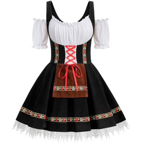 GRAJTCIN Womens Oktoberfest Costume, Velvet German Bavarian Dress for Halloween Carnival