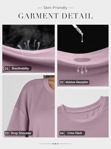 3 Packs Womens Oversized T Shirts Loose Fit Crewneck Short Sleeve Tops Summer Casual Blouse 2025 Y2K Basic Tee Beach2