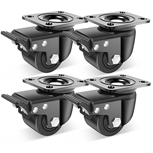 Roues Nefish de 3 Pouces, Ensemble de 4 Roulettes Pivotantes Robustes 4400 LBS, Design à Centre de Gravité Bas, Roues Indusrielles en Nylon pour Équipement, Machine, Banc de Travail