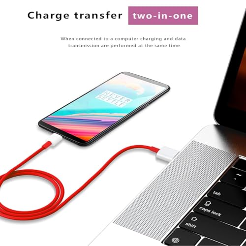 Image of Oneplus 80W Supervooc USB to Type C 1 Meter Fast Charging Cable Compatible with Oneplus 13,13r,13S,12,12r,11,11r,10r,10t,10,10 pro,9 pro,9rt,8,8t, Nord 5,4,3,2,Ce 4,3,2,Ce4 lite,Ce3 lite, Red