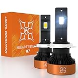 HIKARI WINGS H7 LED Fog light, 50000LM Pure White 6000K LED Bulbs, Plug & Play IP68 Waterproof Pack of 2