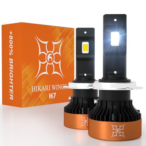 HIKARI WINGS H7 LED Fog light, 50000LM Pure White 6000K LED Bulbs, Plug & Play IP68 Waterproof Pack of 2